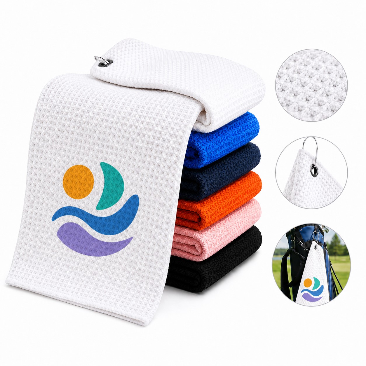 Large Waffle Microfiber Golf Towel