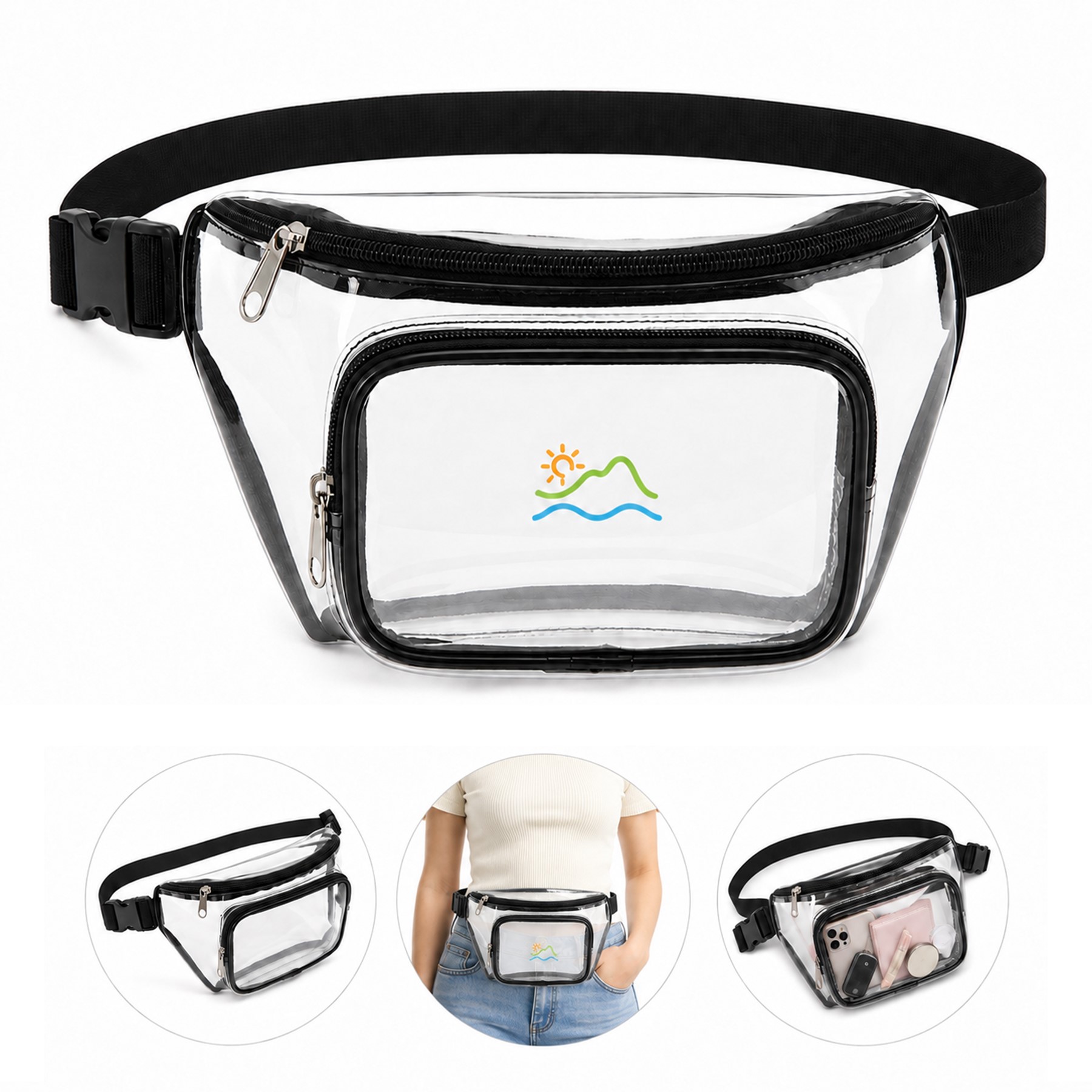Dual Compartment Clear PVC Waist Pack