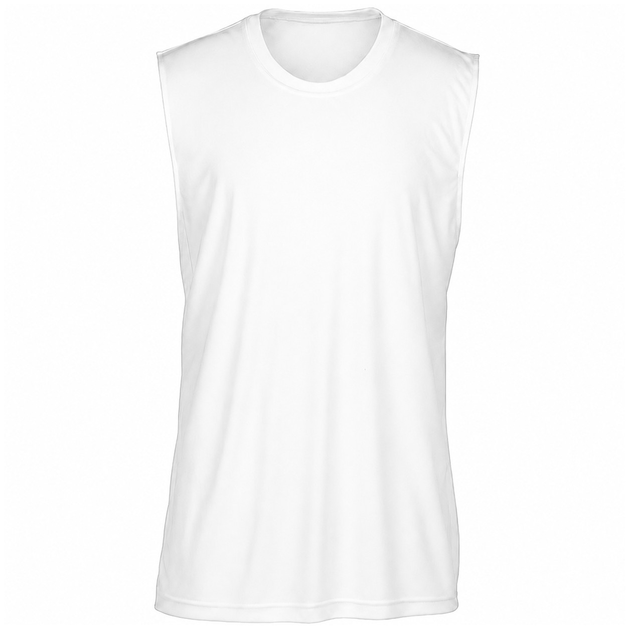 Sleeveless Polyester Performance Muscle Tank — White
