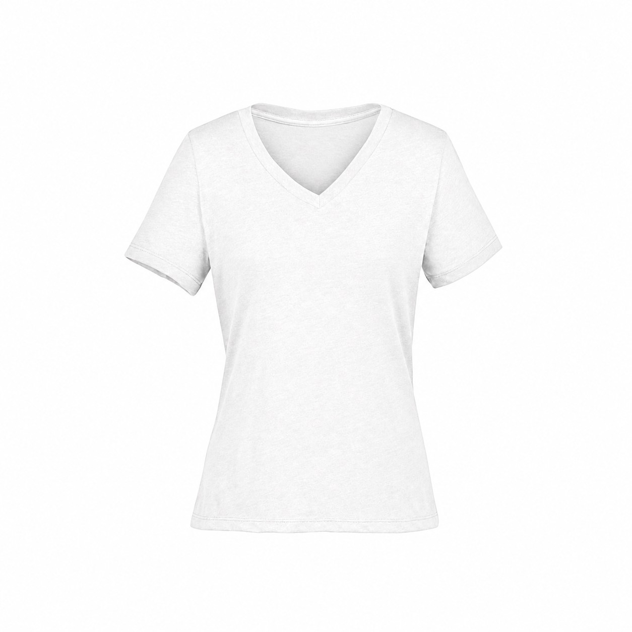 Ladies Heather Blend V Neck Tee — White
