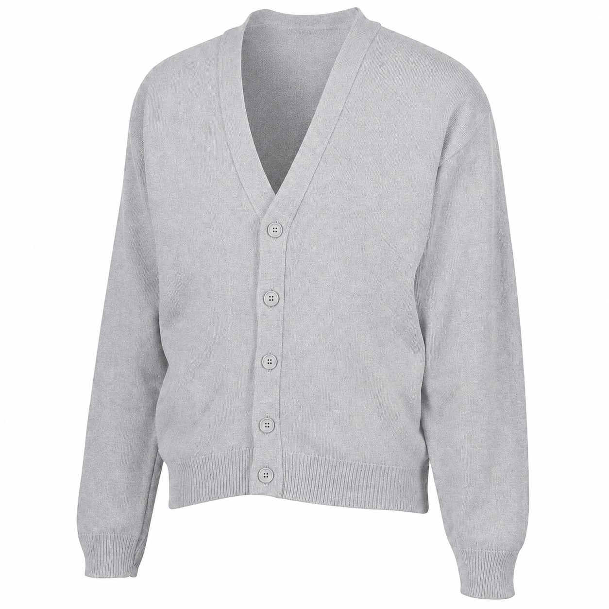 Men's Acrylic V Neck Cardigan — Silver