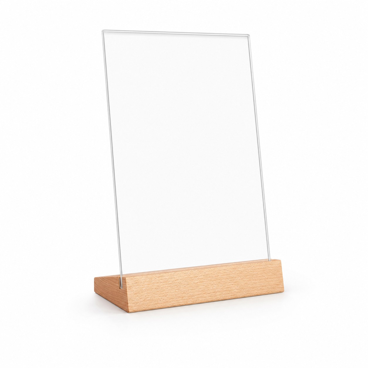 A6 Clear Acrylic Tabletop Sign With Wood Base — view 2