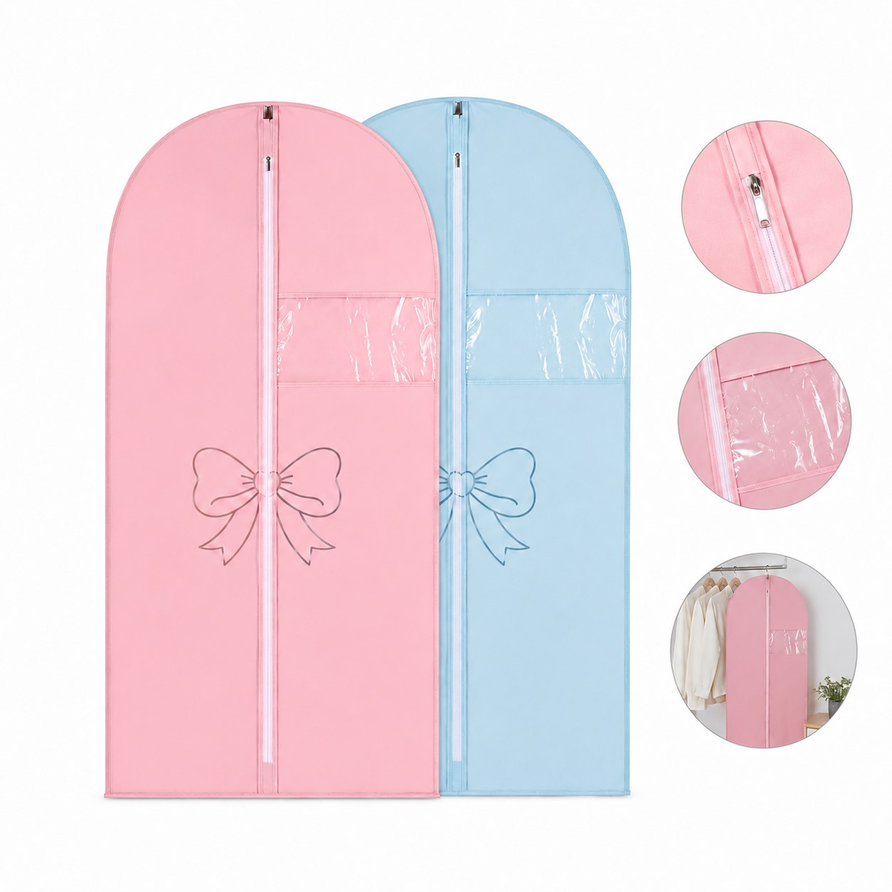 Zippered Non-Woven Garment Bag With Clear Window