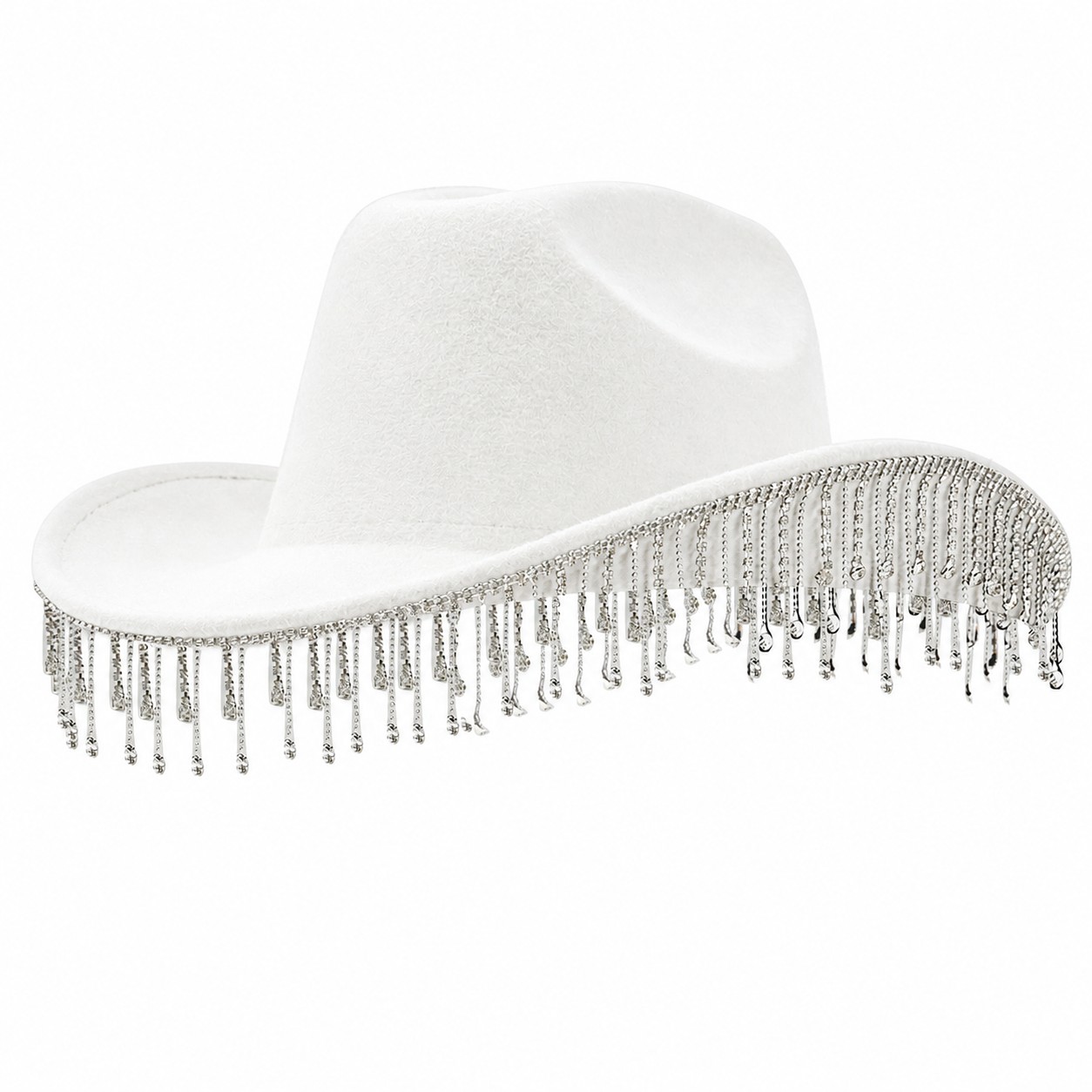 Polyester Rhinestone Cowboy Hat — White