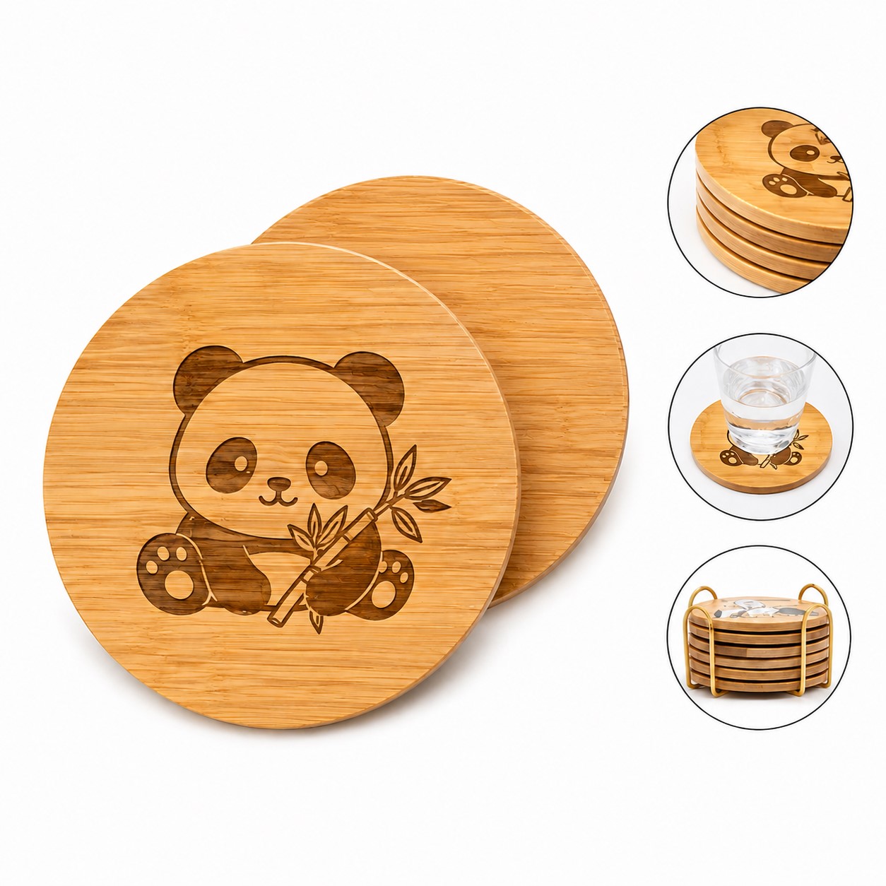 Round Bamboo Drink Coaster For Personalization