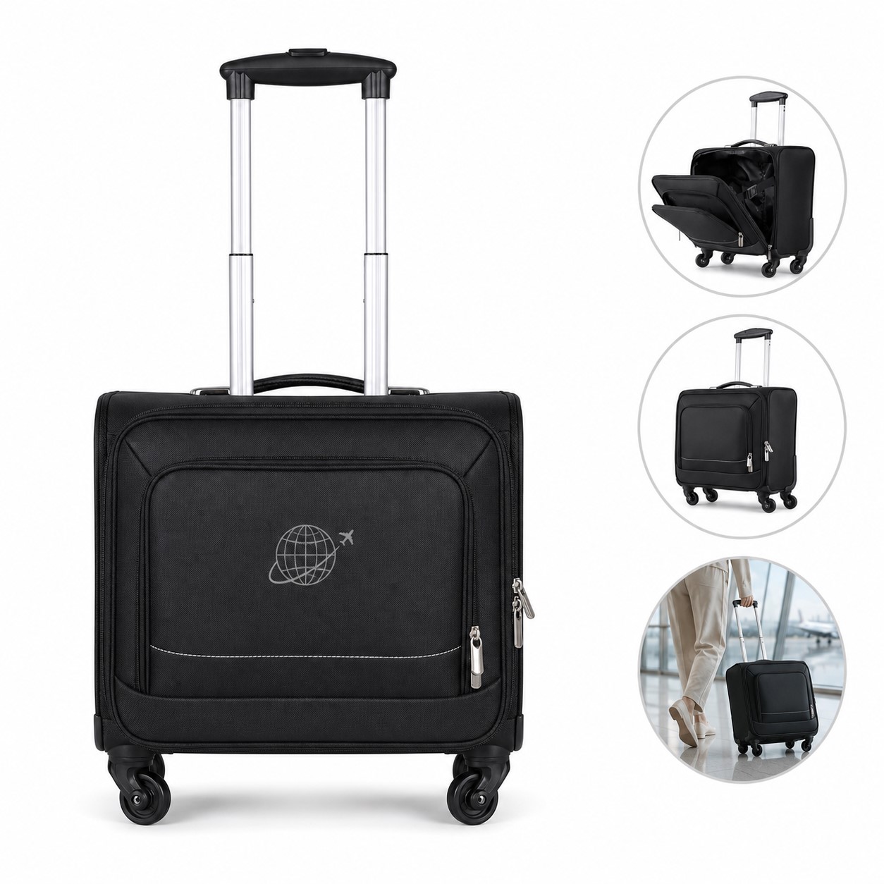 Compact Polyester Rolling Laptop Bag