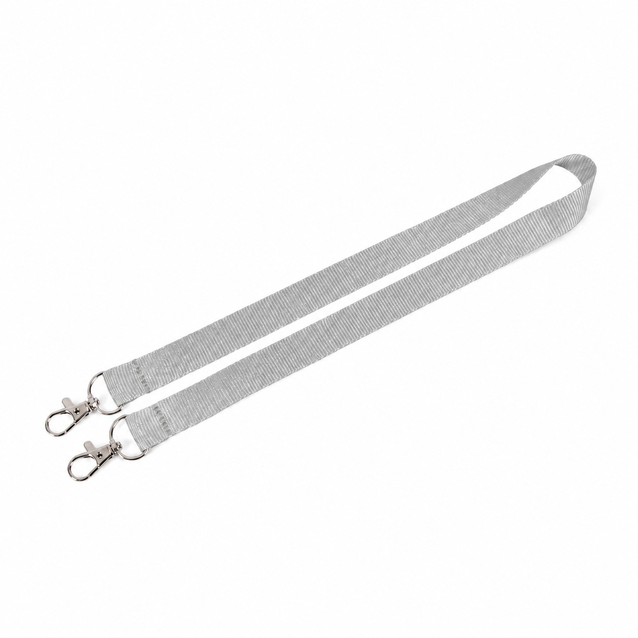 Polyester Dual Clip Lanyard — Silver