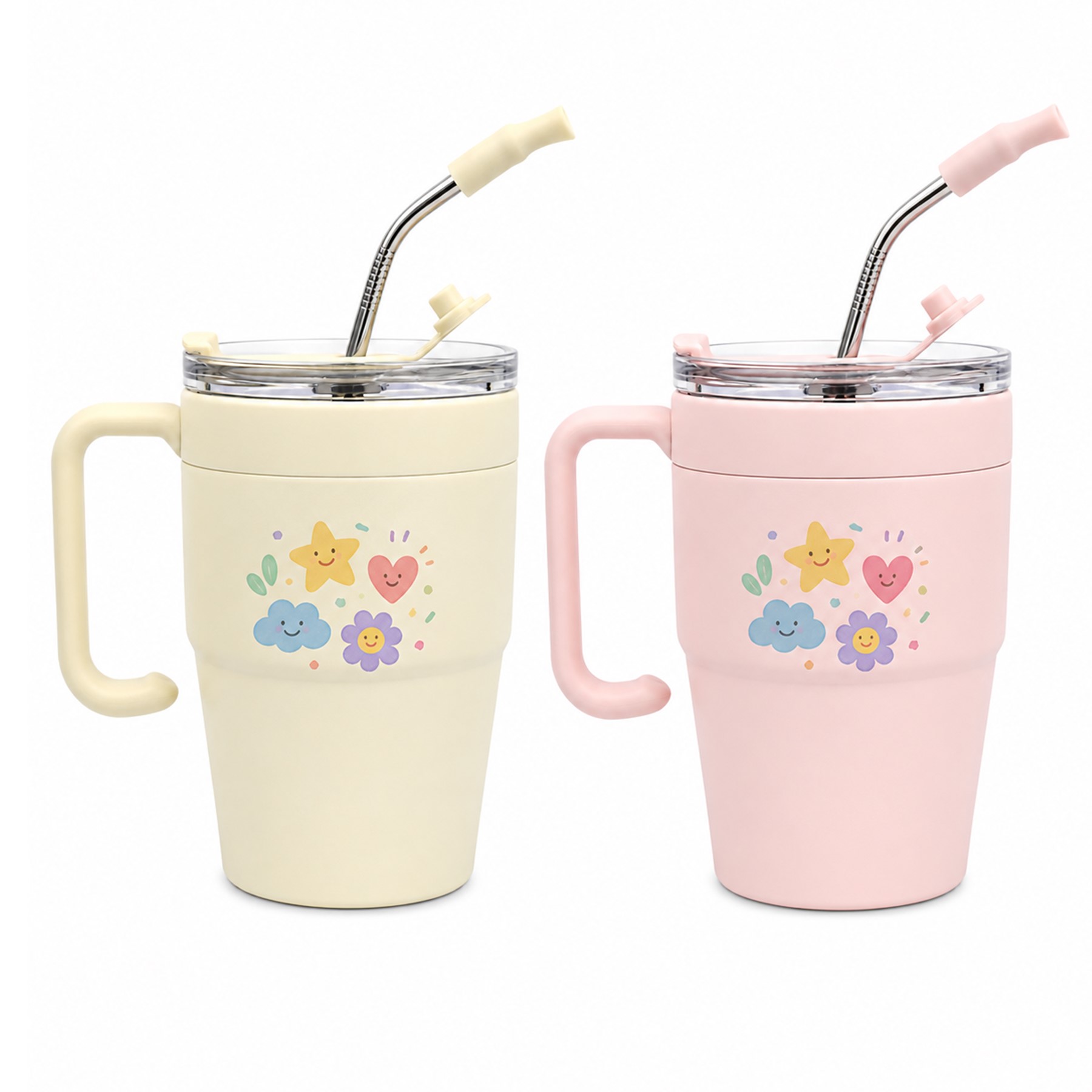 Handled Stainless Steel Straw Tumbler