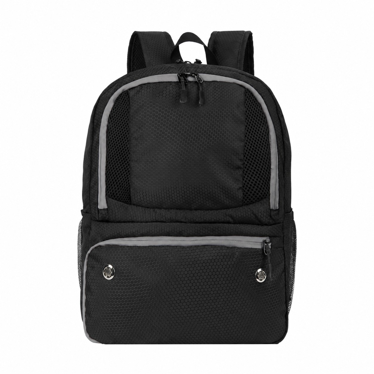 420D Polyester Black Backpack — Black/Gray
