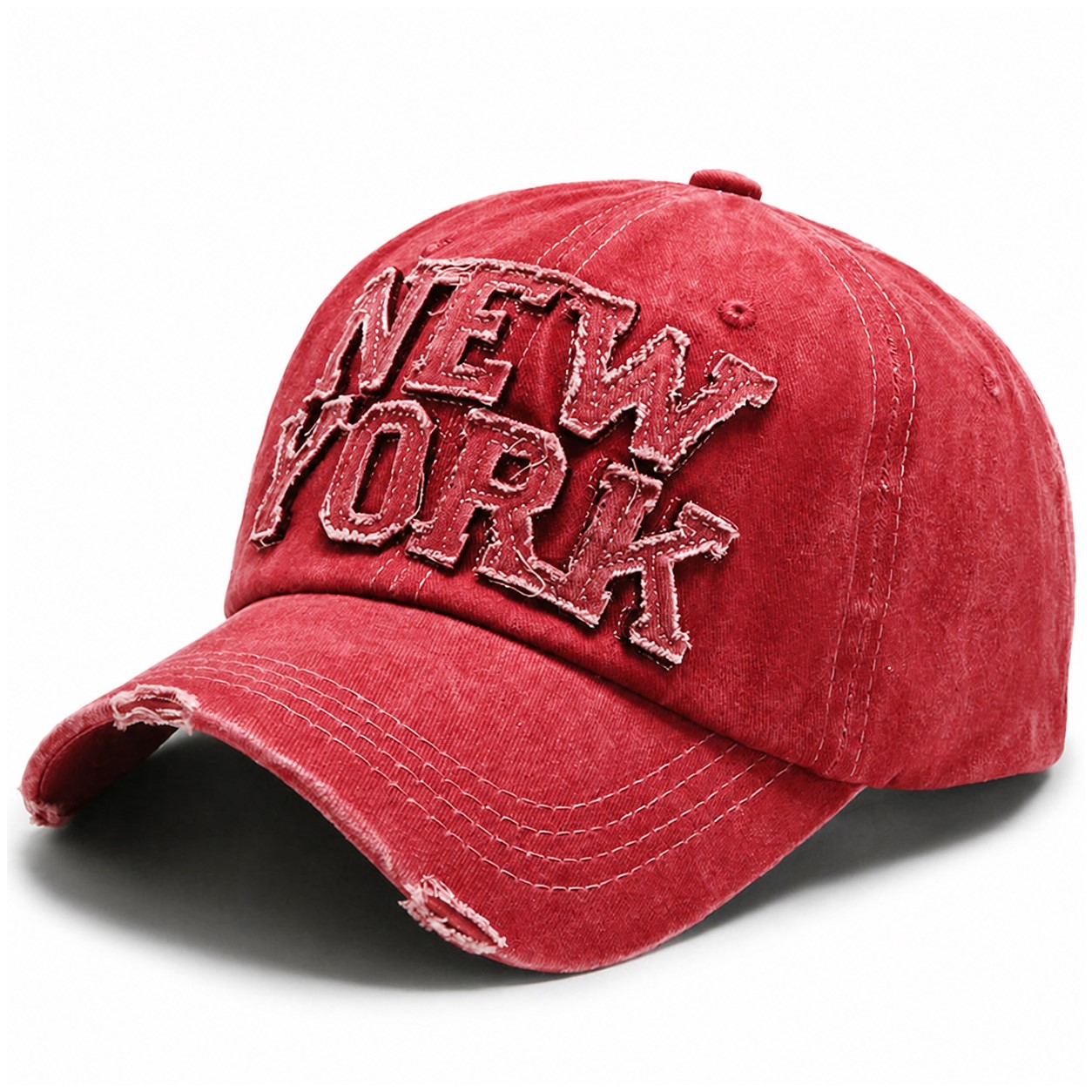 Washed Cotton Baseball Cap — Red