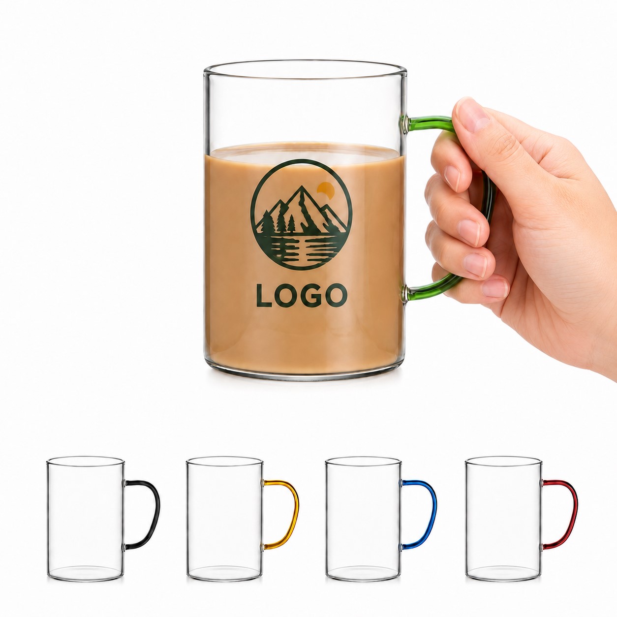 Borosilicate Glass Mug With Colored Handle