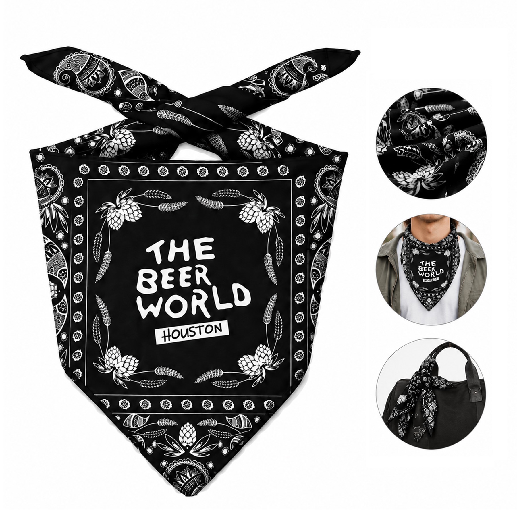 Geometric Print Polyester Square Bandanna