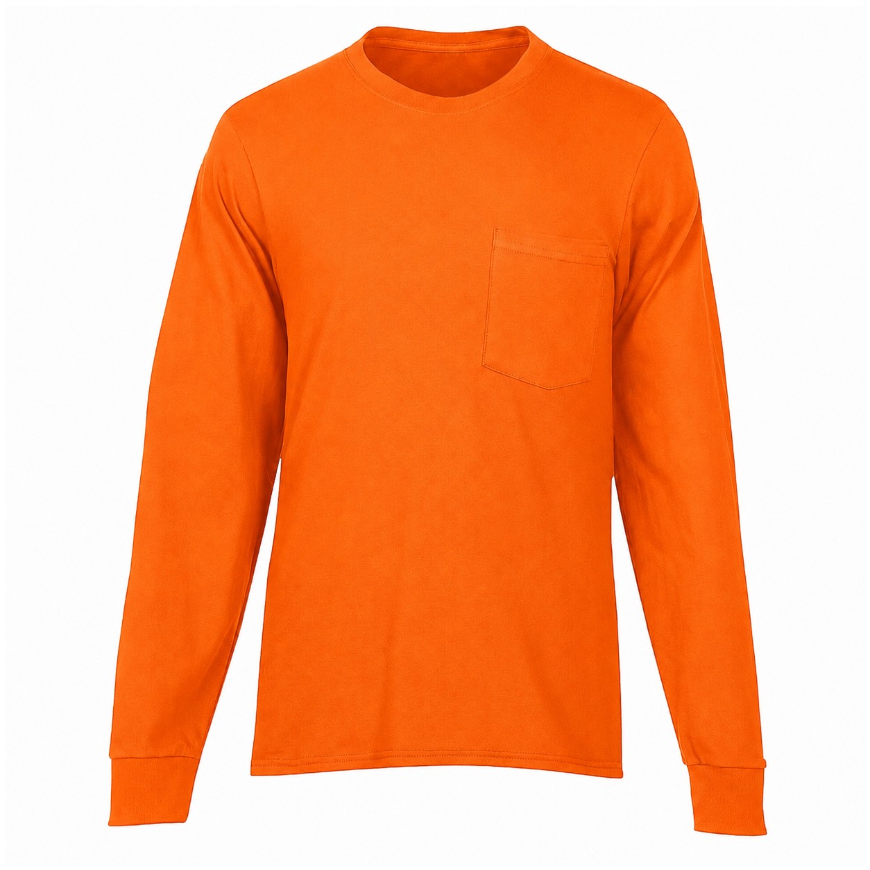 Cotton Pocket Long Sleeve Shirt — Orange