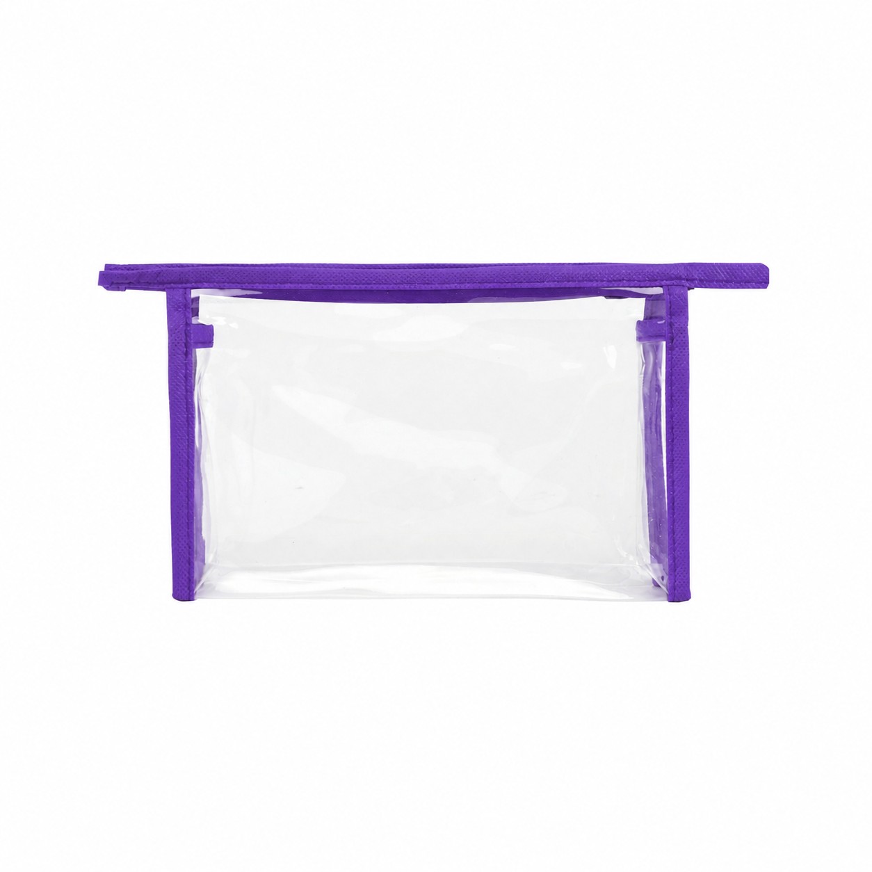 Clear PVC Carry Handle Toiletry Bag with 80GSM Non-Woven Trim — Purple