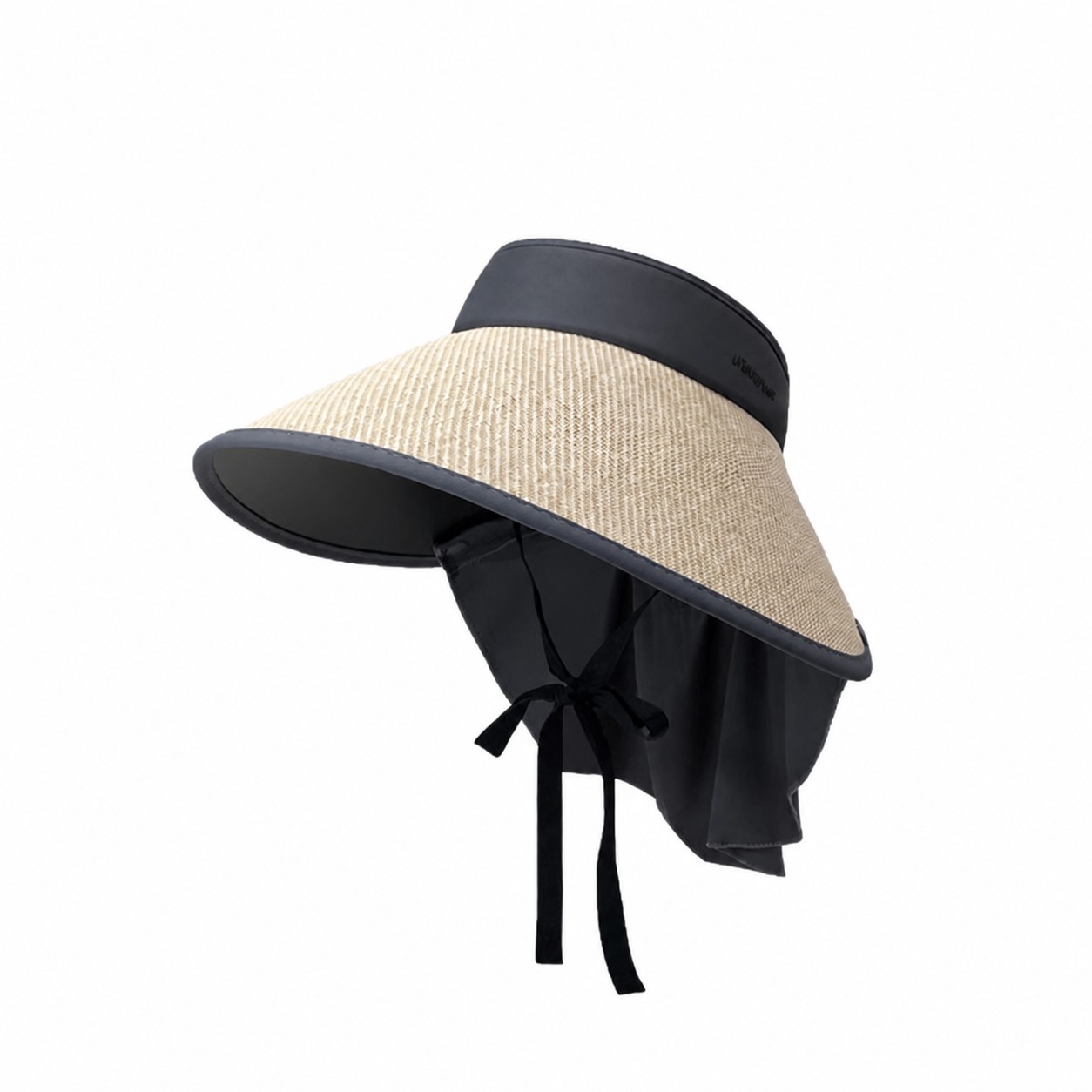 Wraparound Wide Brim Polyester Sun Visor — Beige