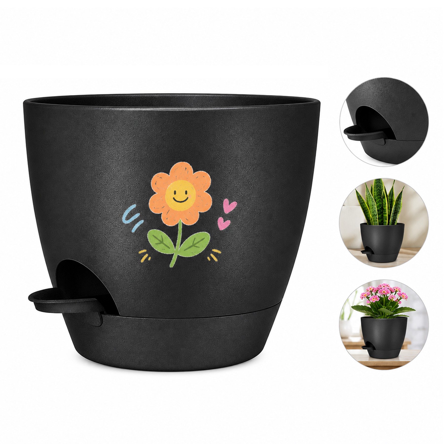 Polypropylene Self-Watering Planter With Side Fill Port