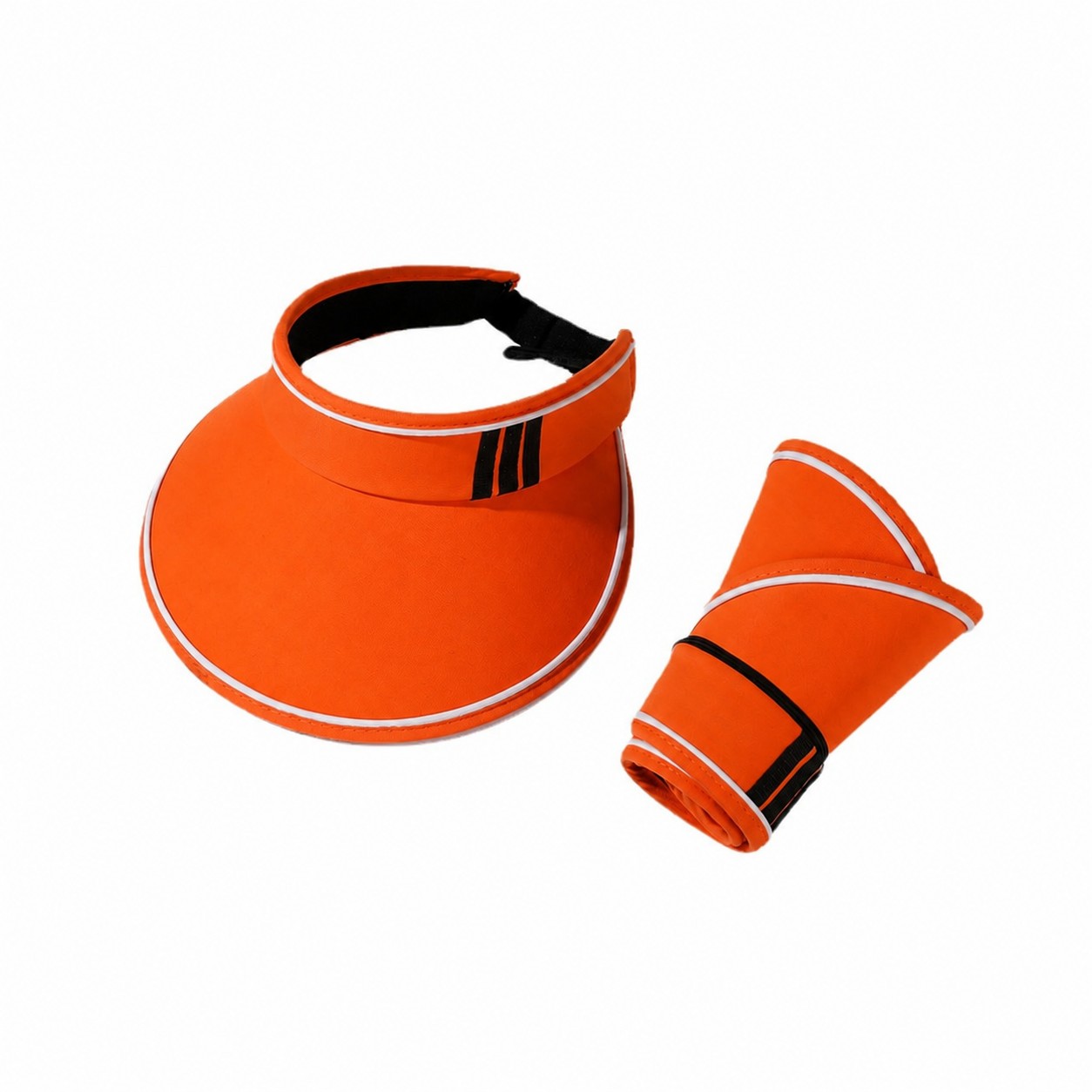 Packable Polyester Open Crown Visor — Orange