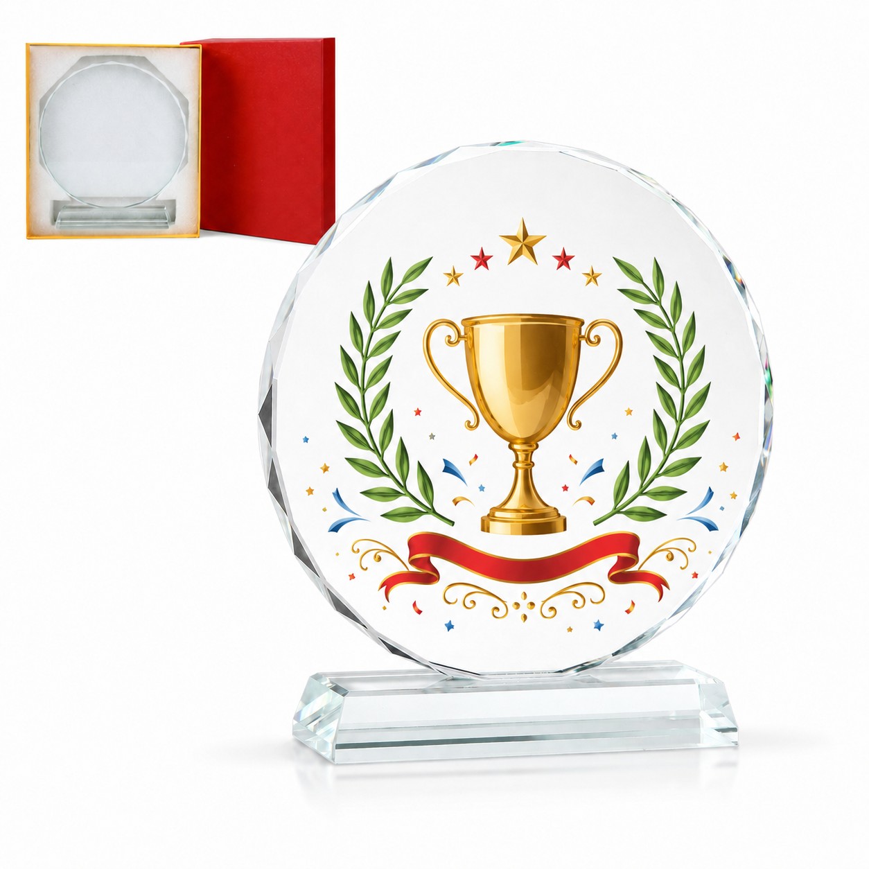 Round Crystal Award On Base