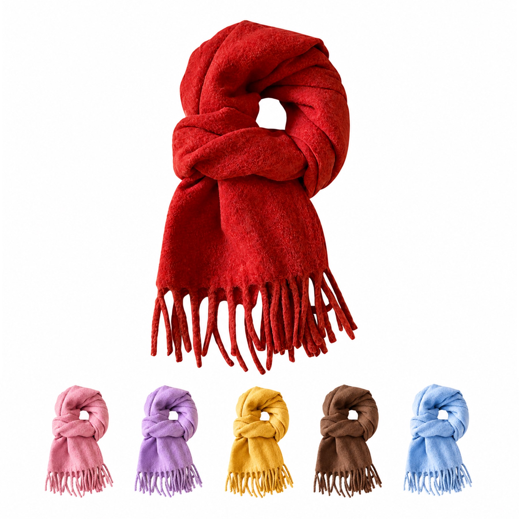 Fringed Wool Blend Bandanna Scarf