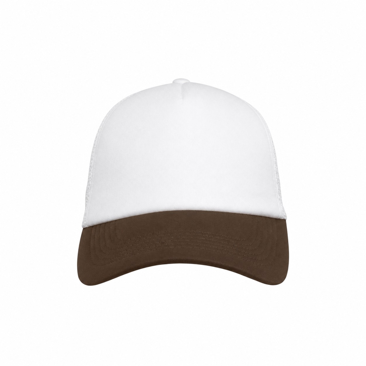 22.8-Inch Five-Panel Foam Trucker Cap — White/Brown