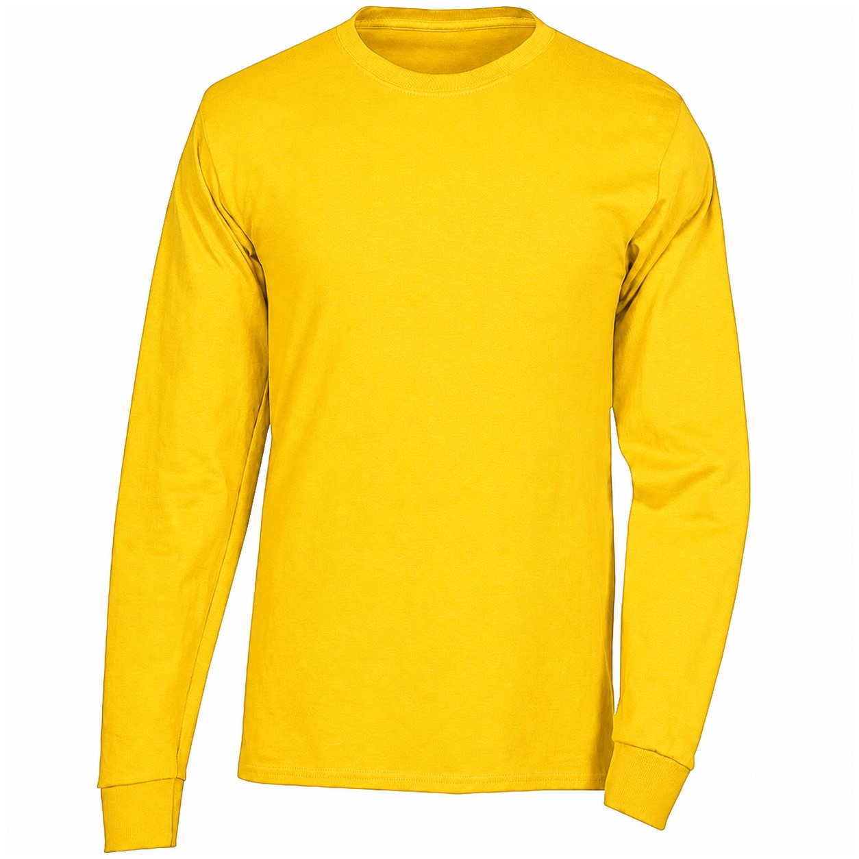 Cotton Long Sleeve Crewneck T-Shirt — Yellow