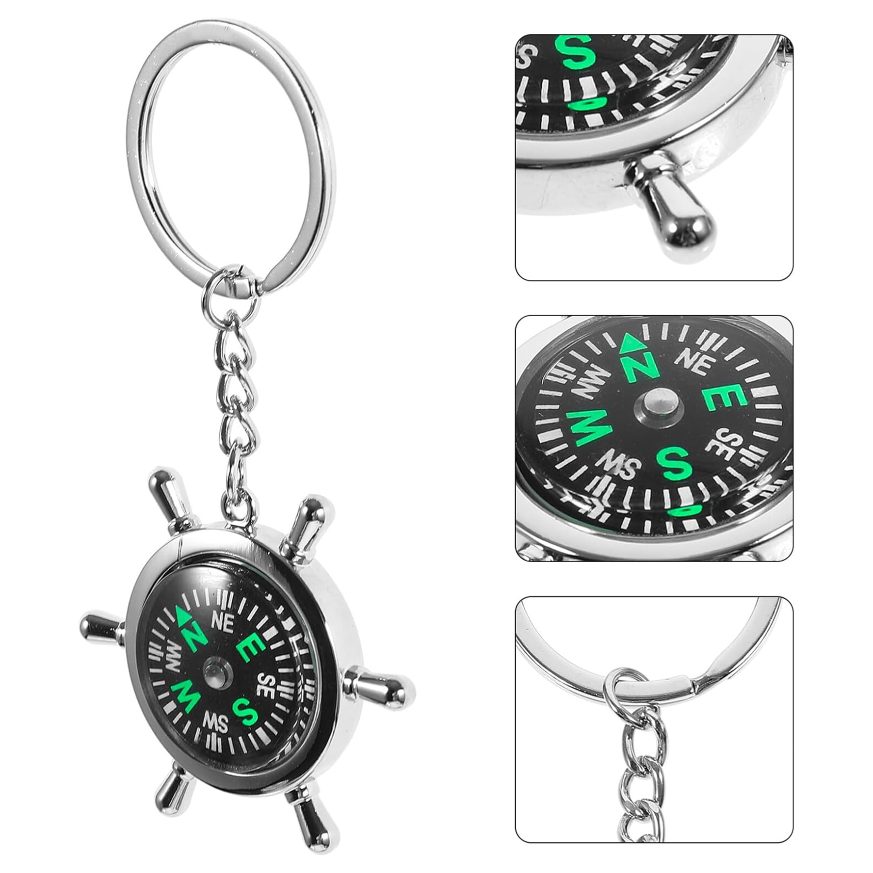 Zinc Alloy Compass Keychain