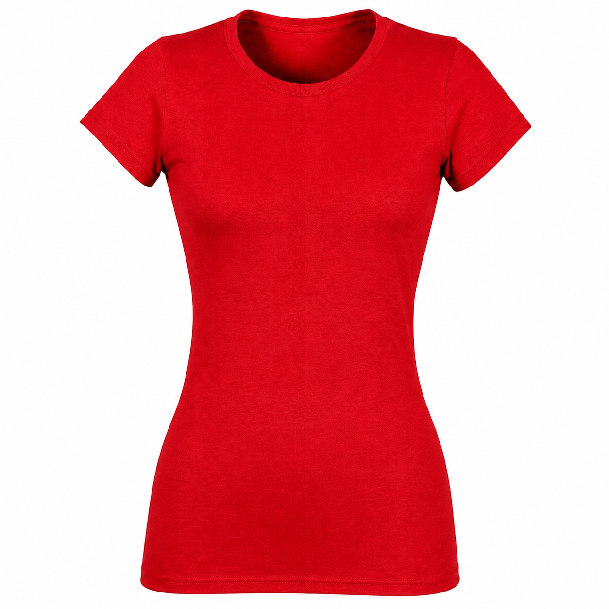 Fitted Ladies Cotton Crewneck Tee — Red
