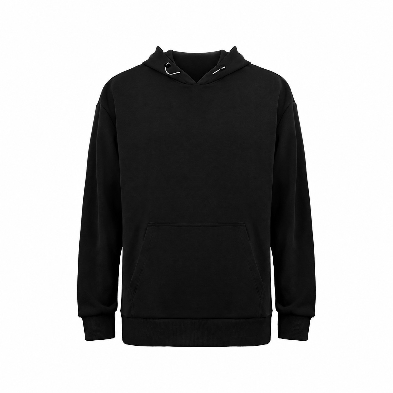 Cotton-Polyester Blend Smooth Surface Hoodie — Black