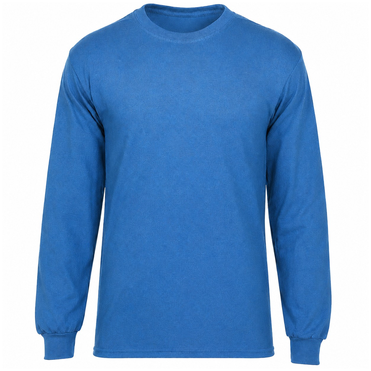 Long Sleeve Cotton Polyester Crew Shirt — Blue