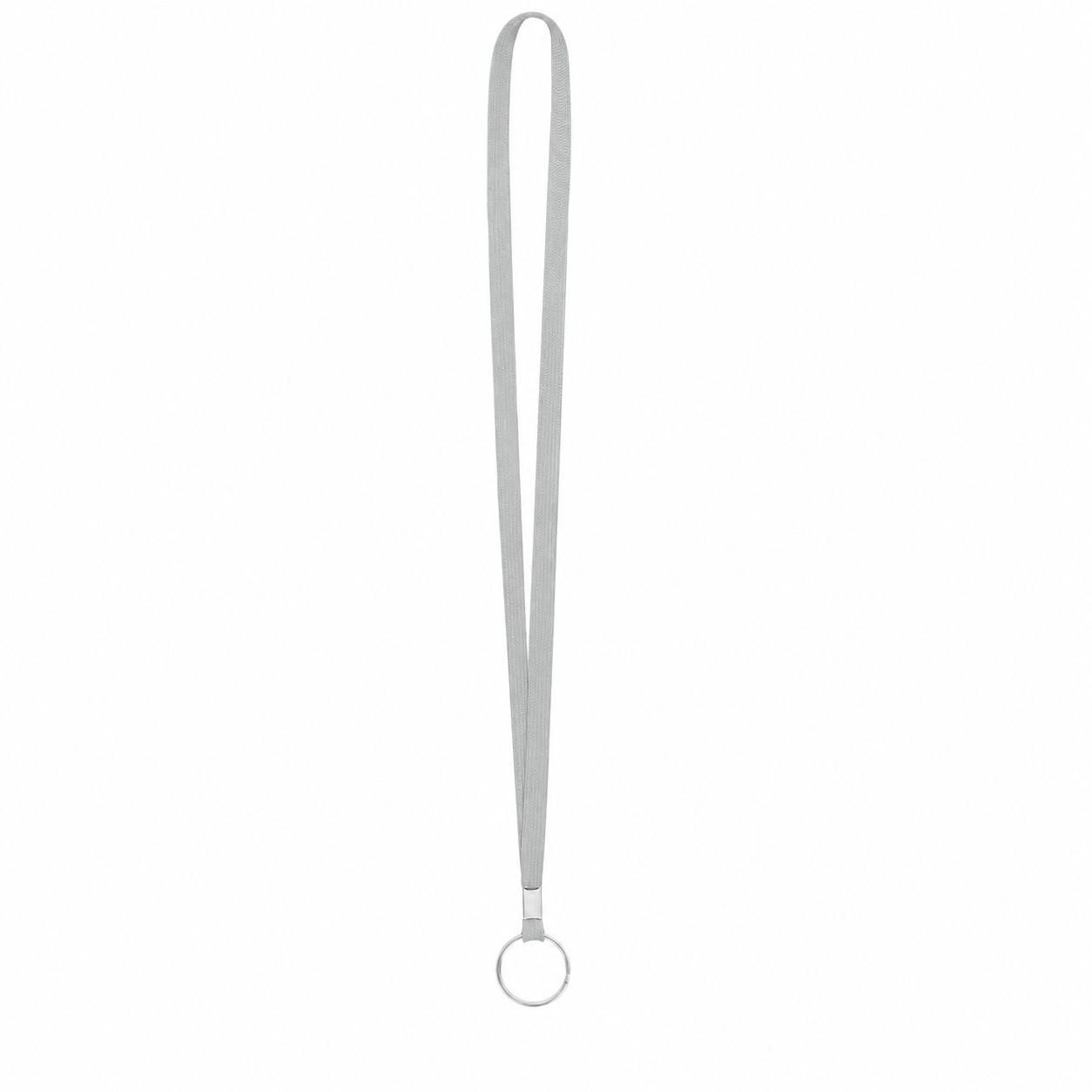 Tubular Polyester Ring Lanyard — Light Gray
