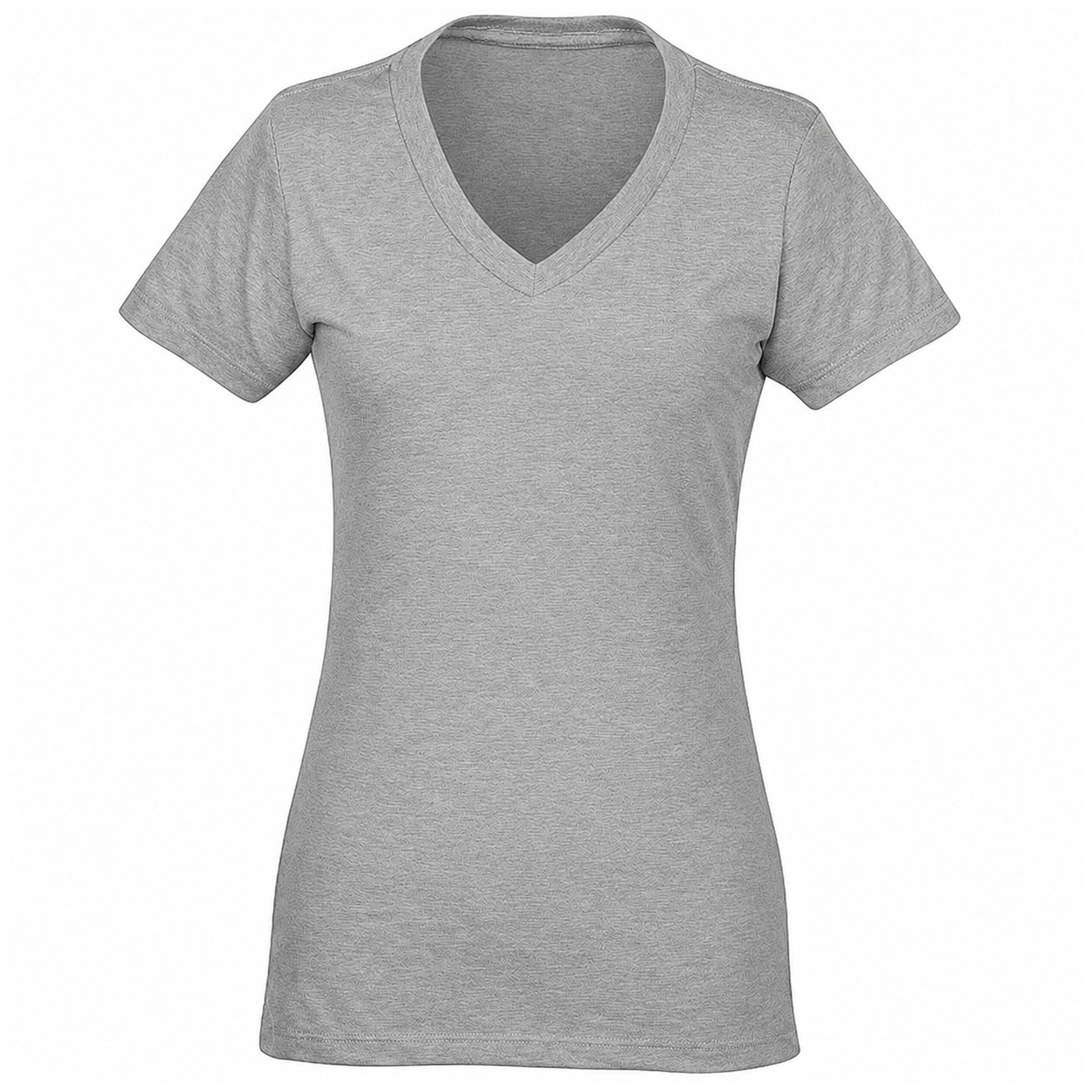 Ladies Cotton Polyester Blend V Neck Tee — Gray