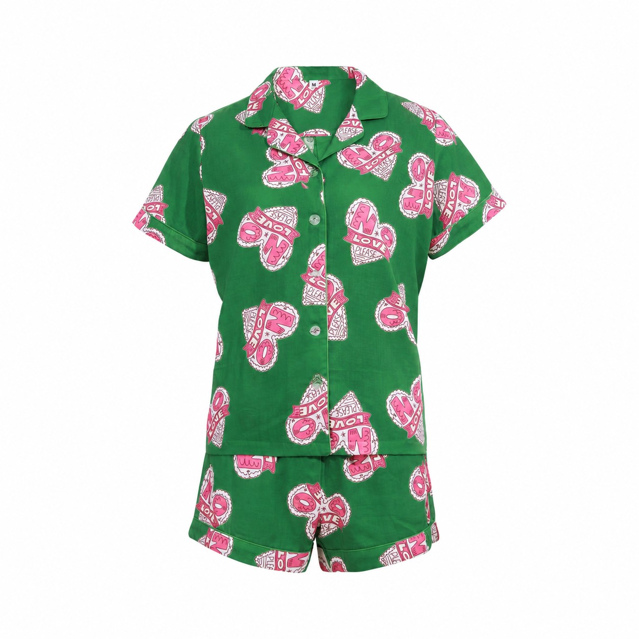 Cotton Pajama Shorts Set — Green