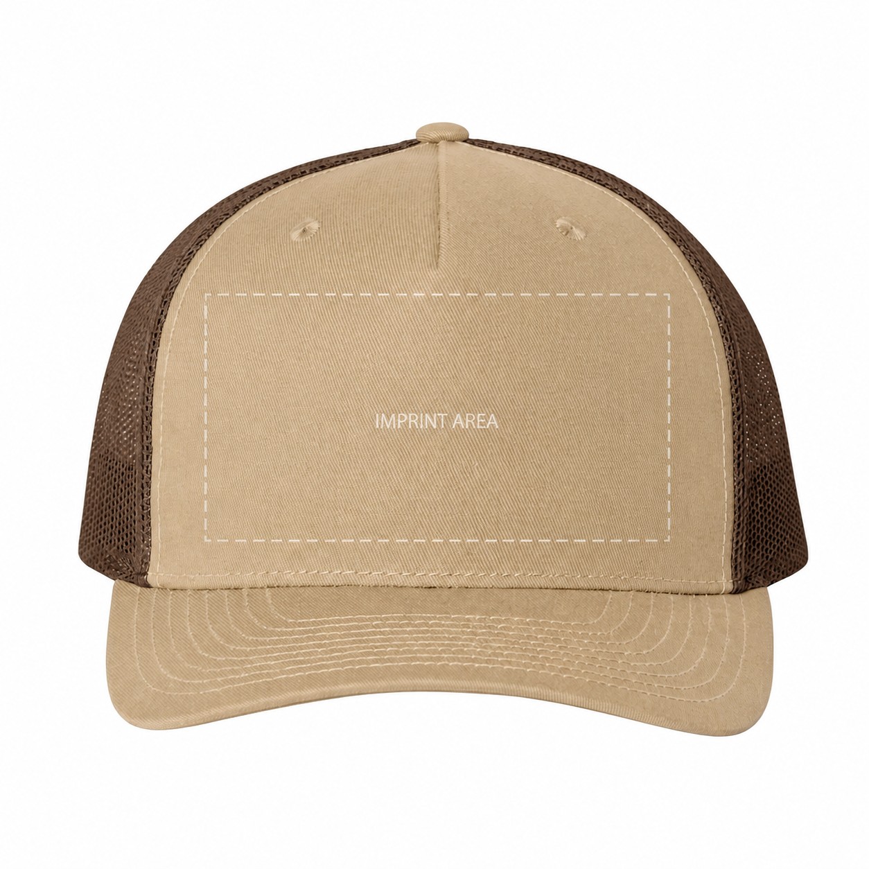 Five Panel Trucker Snapback Hat — Khaki Beige/Coffee Brown