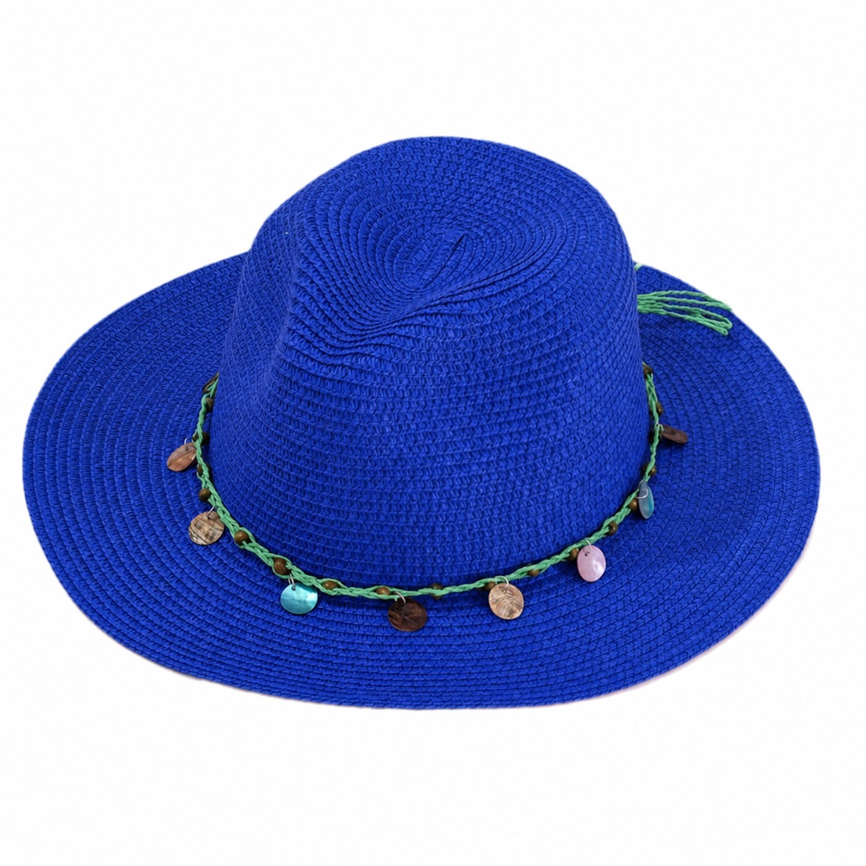Stone Band Straw Sun Hat — Royal Blue