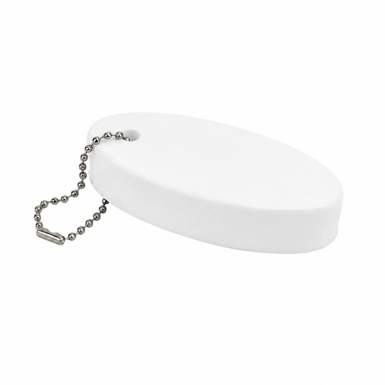 PU Floating Oval Key Tag — White