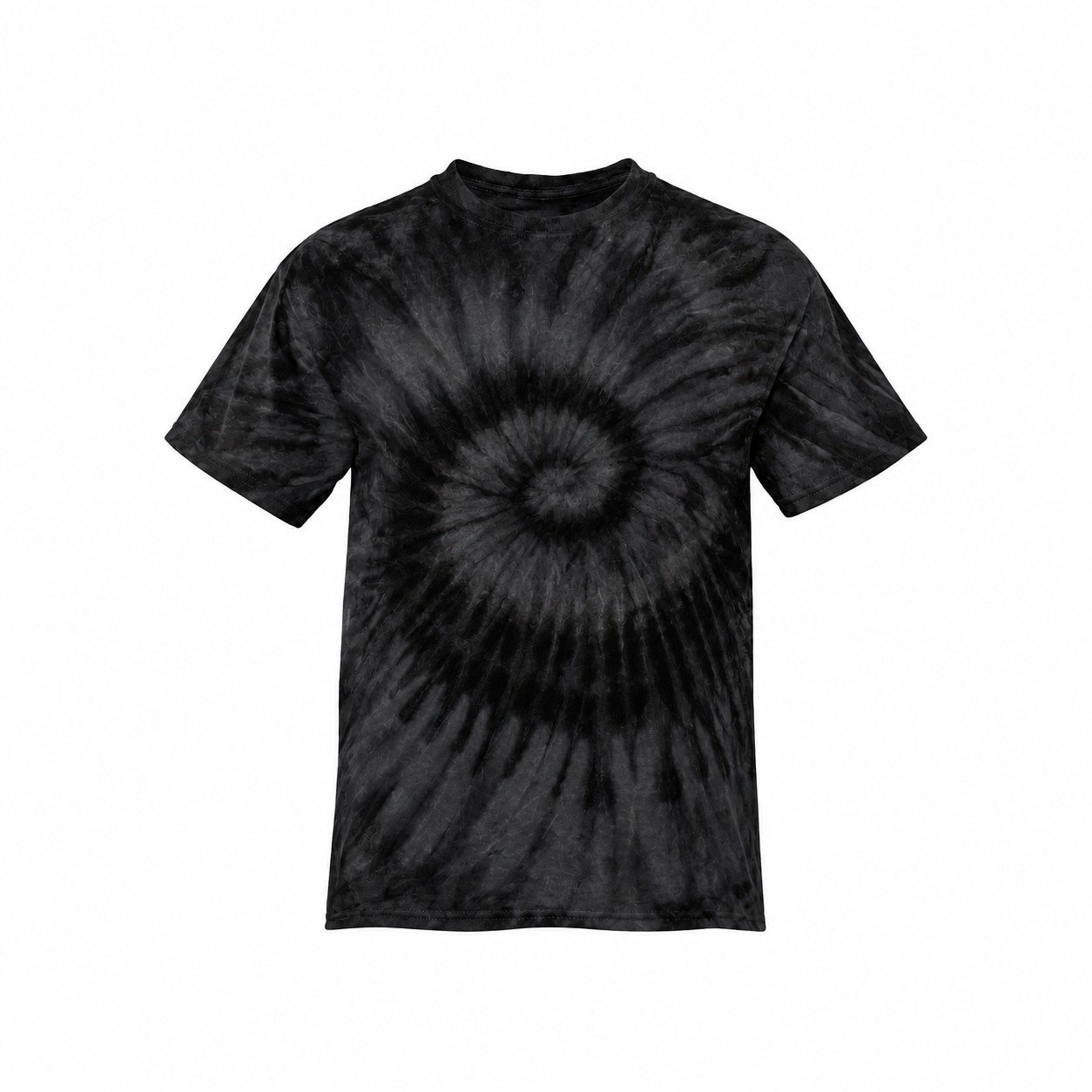 Spiral Tie Dye Cotton T Shirt — Black
