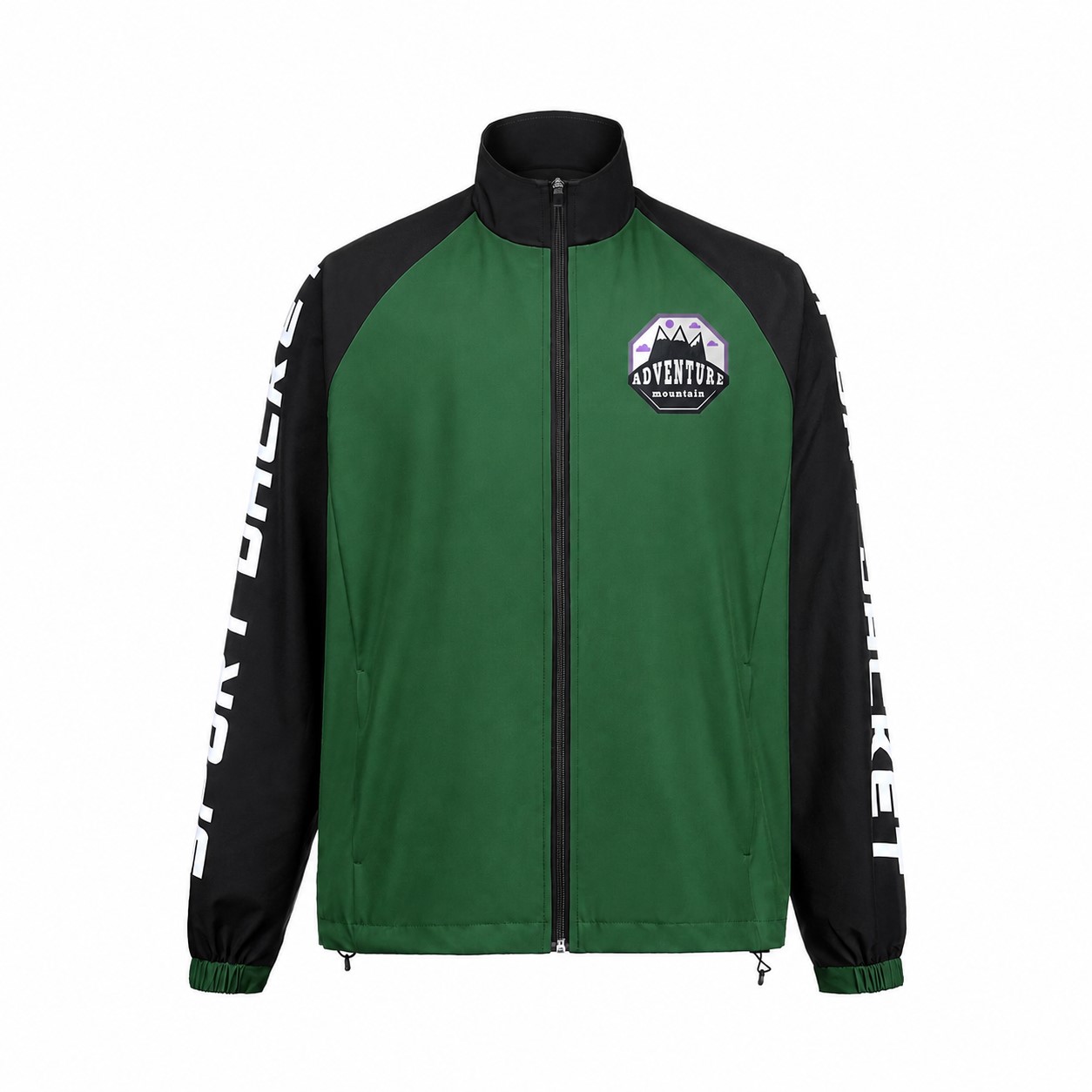 Lightweight Polyester Full-Zip Track Jacket — Green