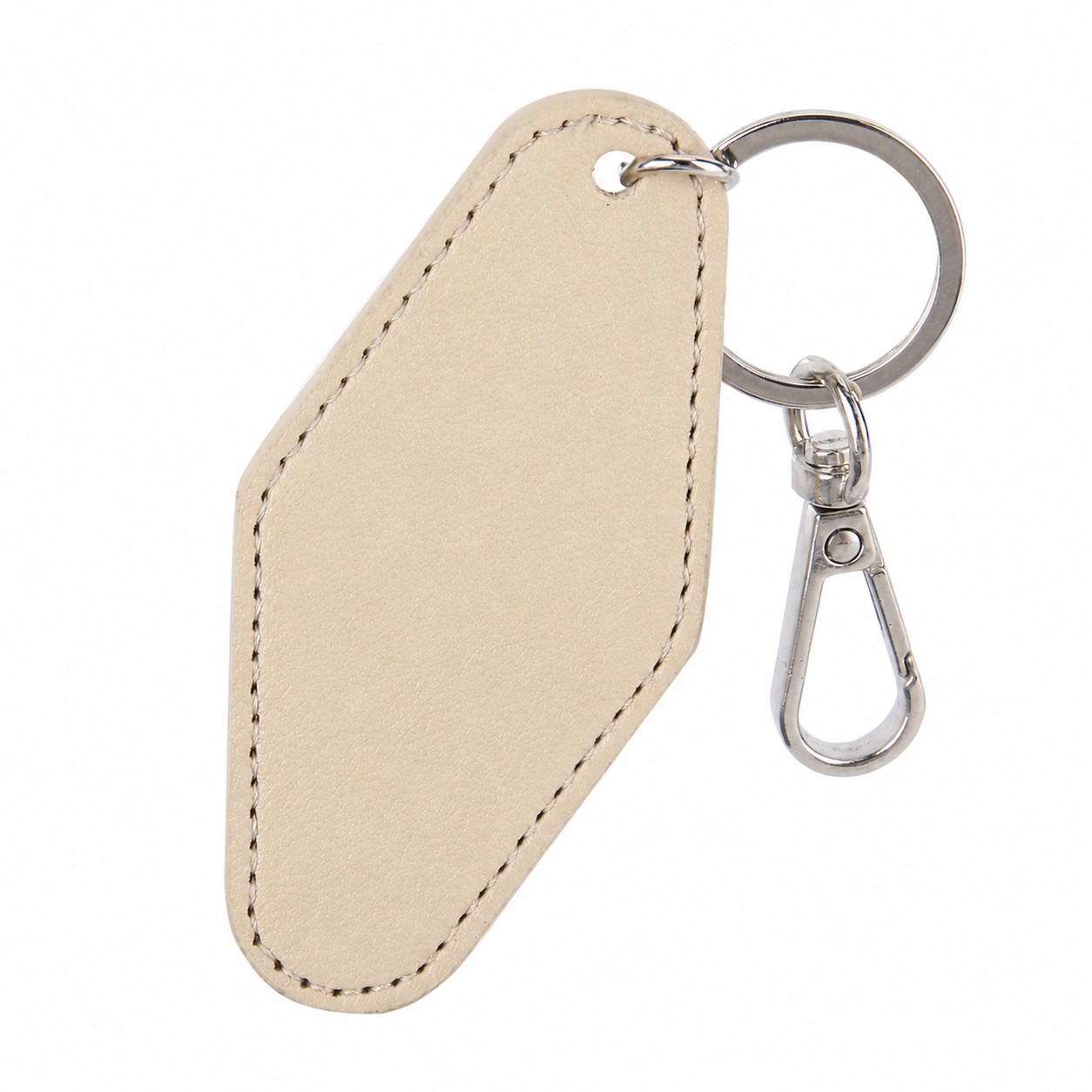 Diamond PU Key Tag Keychain — Beige