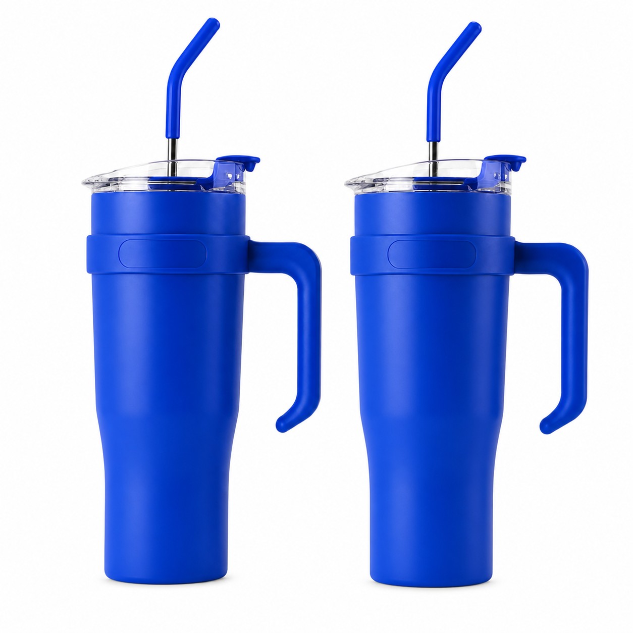 Large Handled Insulated Stainless Tumbler — Blue