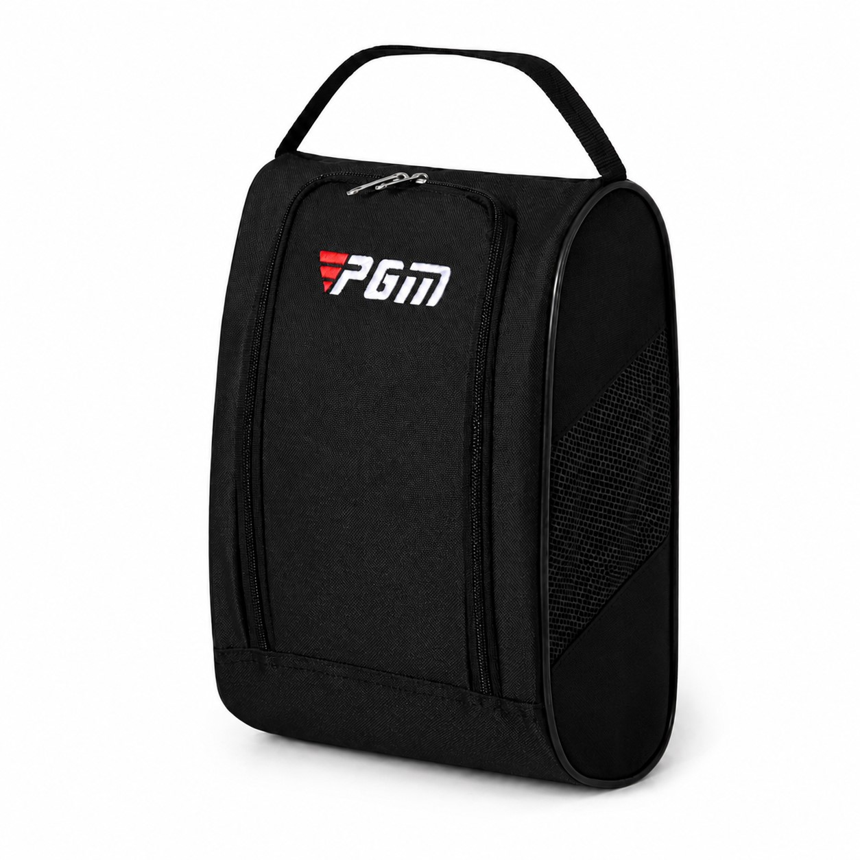 Zippered Polyester Golf Shoe Bag — Black