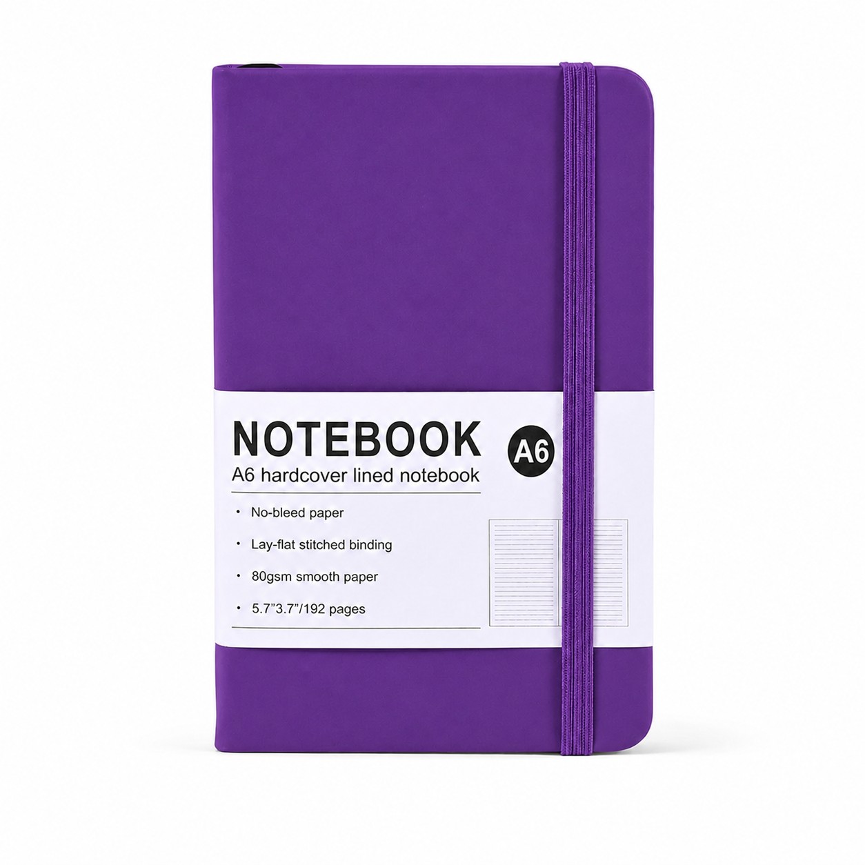 PU Leather Journal With Elastic Closure — Purple