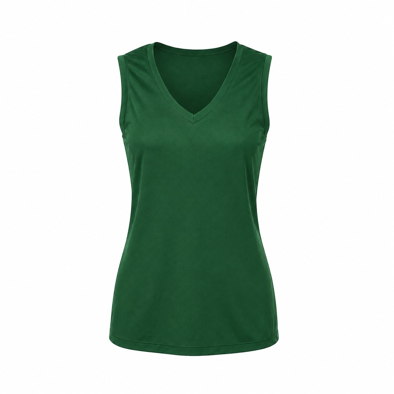 Ladies Polyester V Neck Tank Top — Green