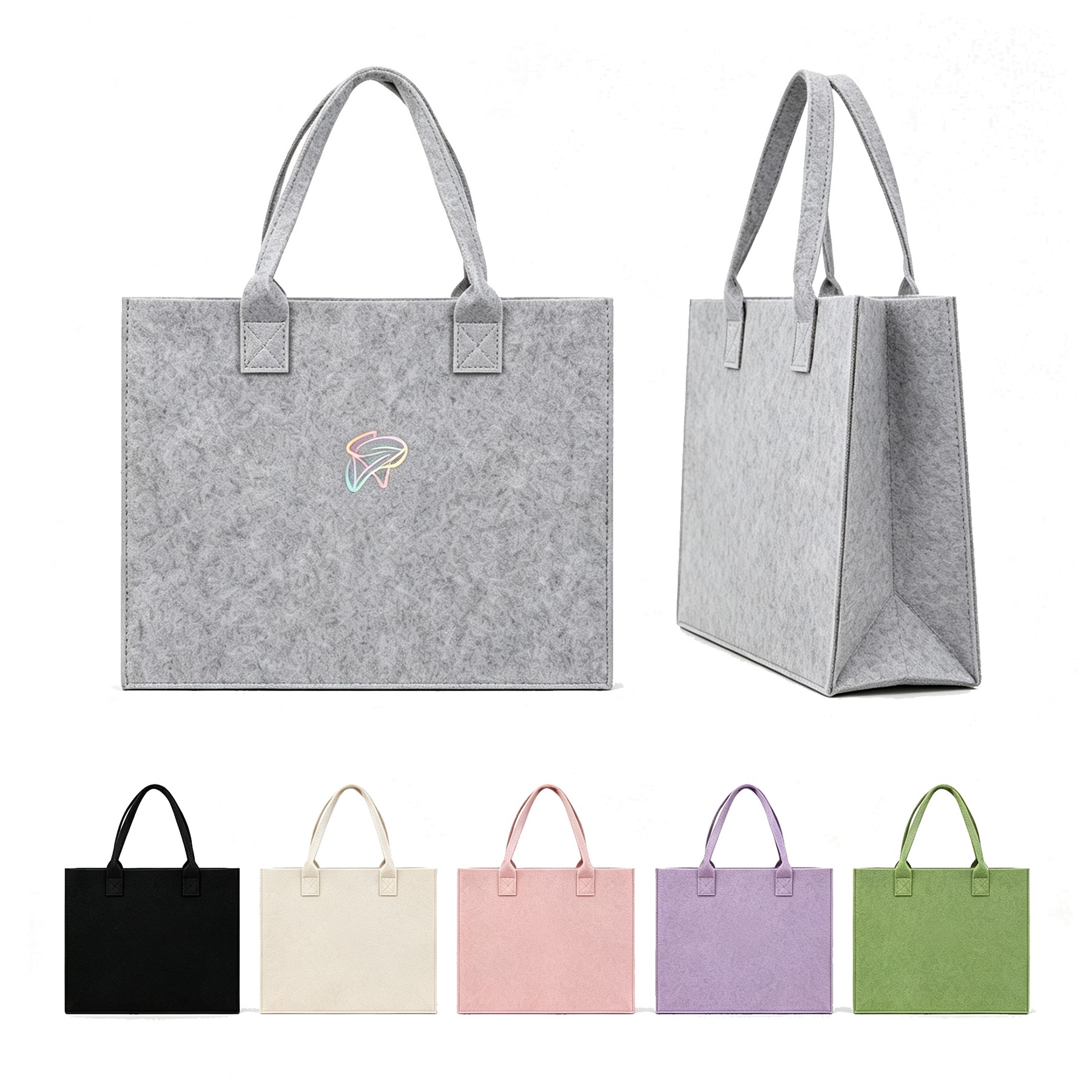Felt Shopper Tote With Reinforced Handles