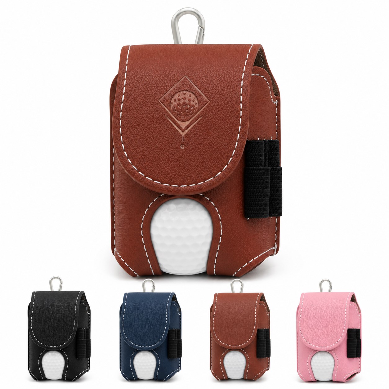 Leather Golf Ball Pouch With Hanging Clip