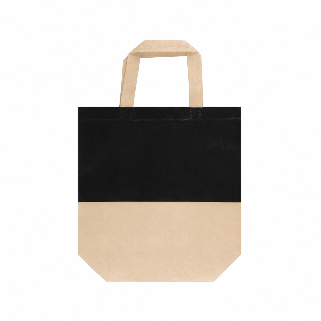 Two-Tone Laminated Non-Woven Tote Bag — Beige