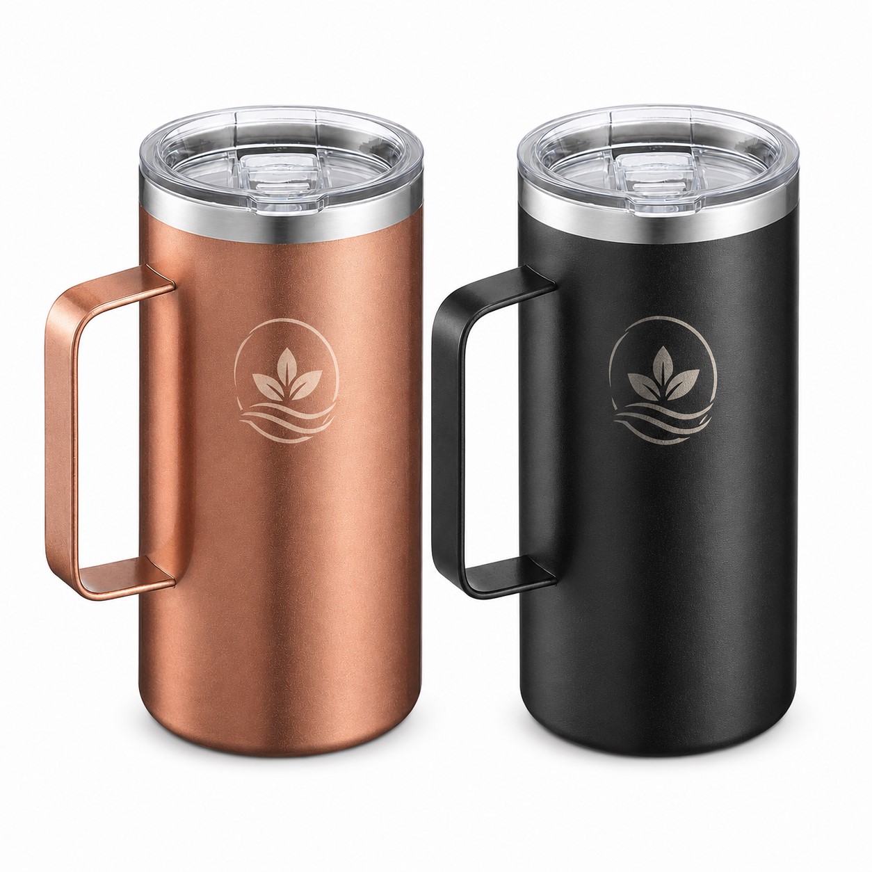 24 Oz Powder Coated Handle Tumbler