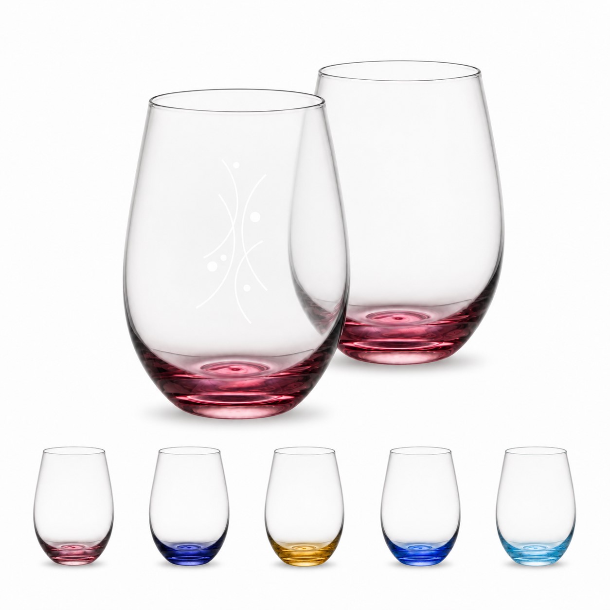 Colored Base 17 Oz Stemless Wine Glass