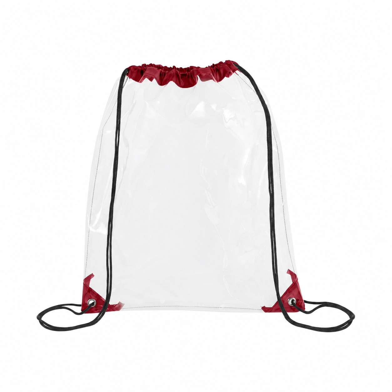Metal Grommets PVC Drawstring Bag — Burgundy Red