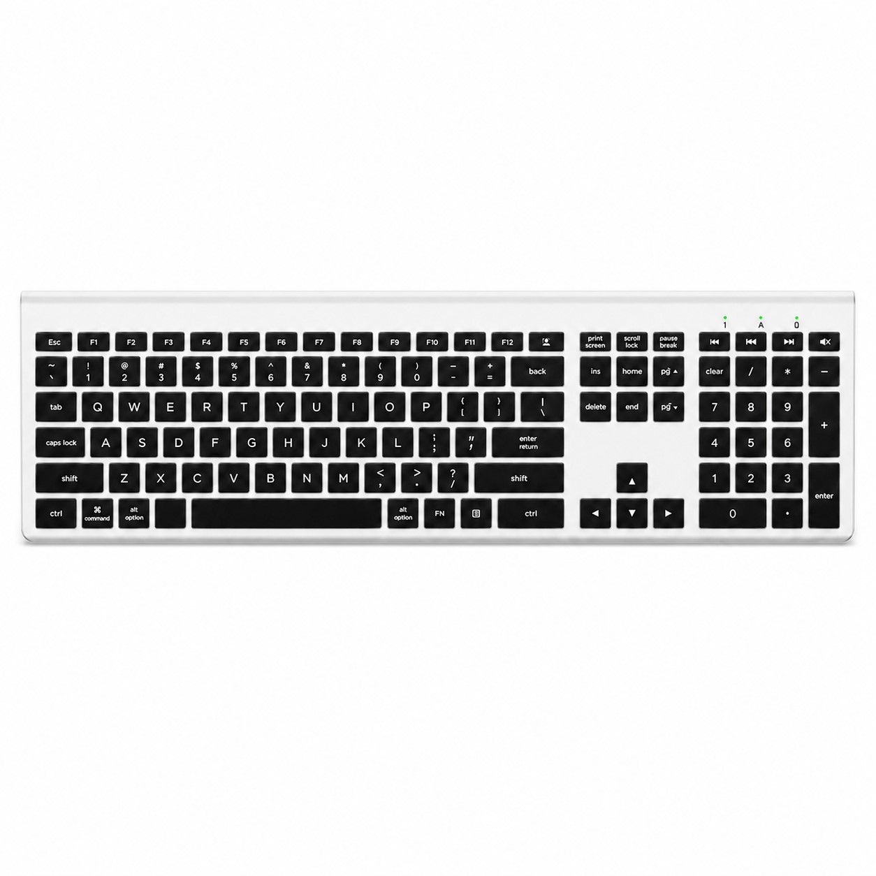 Full Size Rechargeable Wireless Keyboard — Clear White