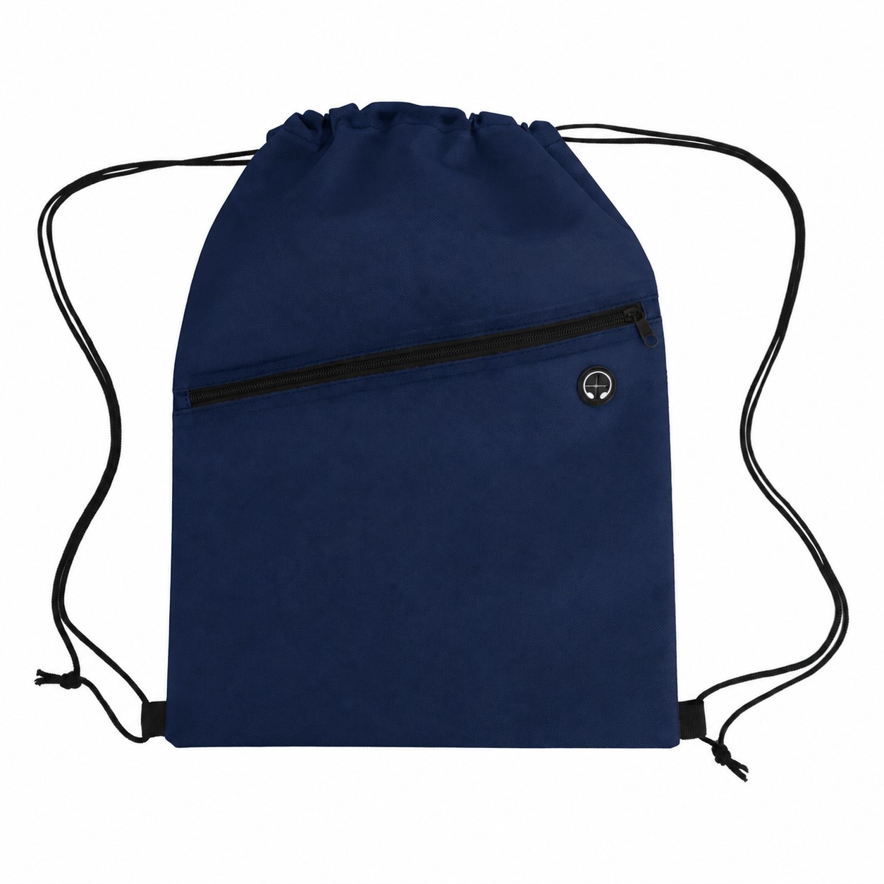 Zippered Storage Drawstring Bag — Navy Blue